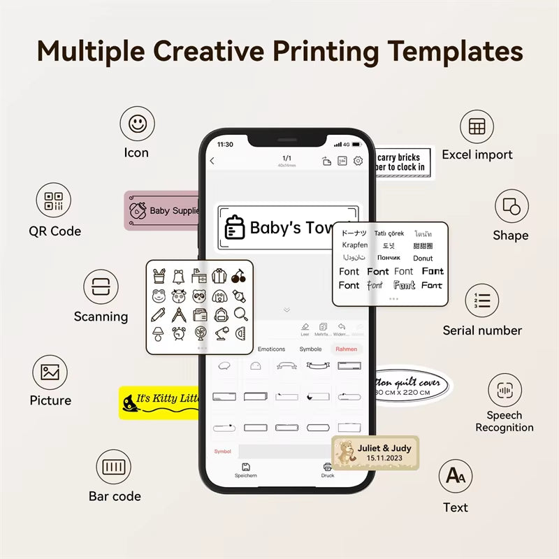 Mini Portable Thermal Label Printer. Smart Label Maker with Tape for Office Home Kitchen School