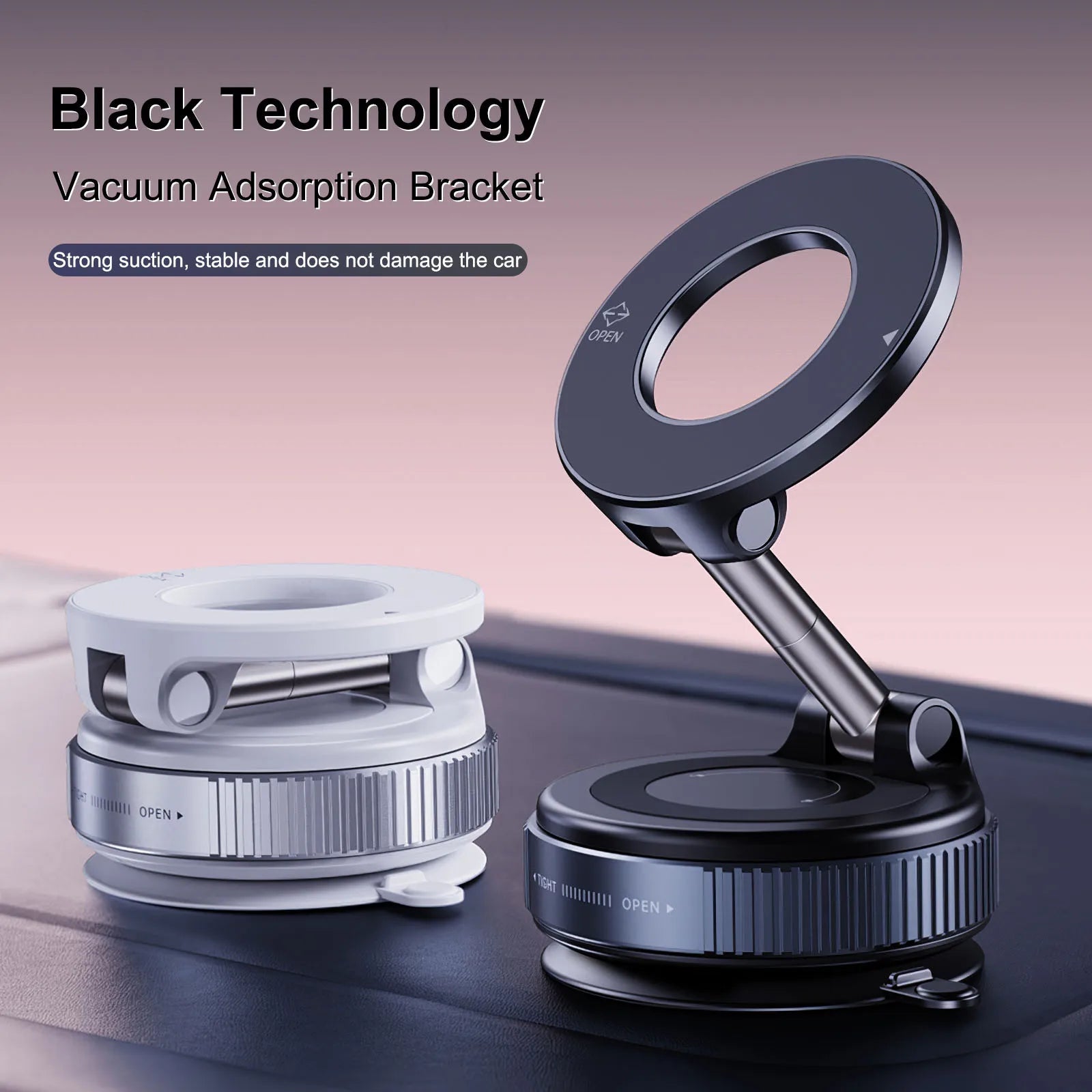 Magnetic Car Phone Holder Stand Foldable Vacuum Magnetic Holder Strong Suction Iphone Stand
