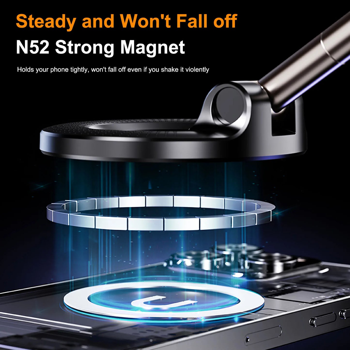 Magnetic Car Phone Holder Stand Foldable Vacuum Magnetic Holder Strong Suction Iphone Stand