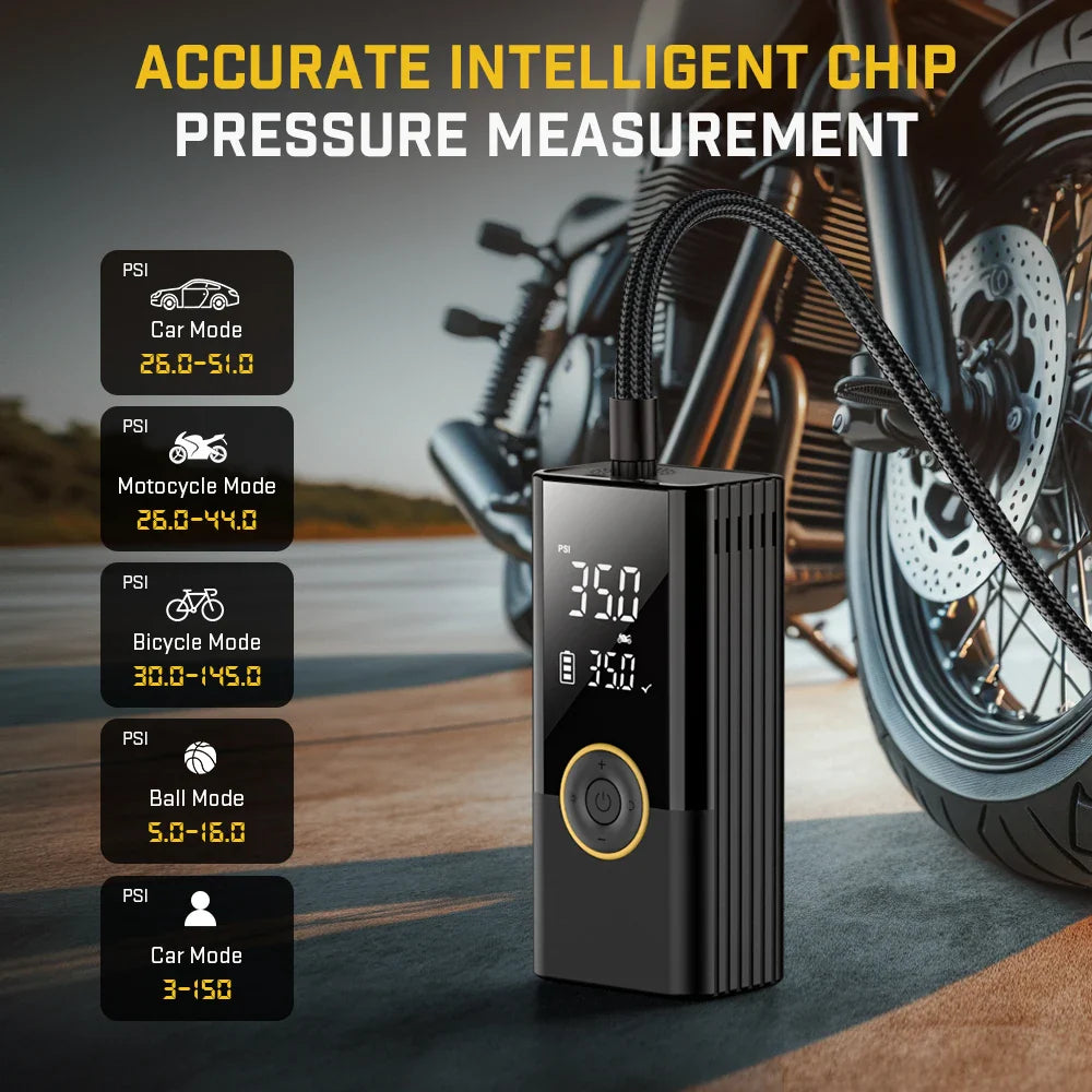 22-Cylinder Wireless Inflator: High Power, Digital Display, Rapid Inflation for Cars & Motorcycles.