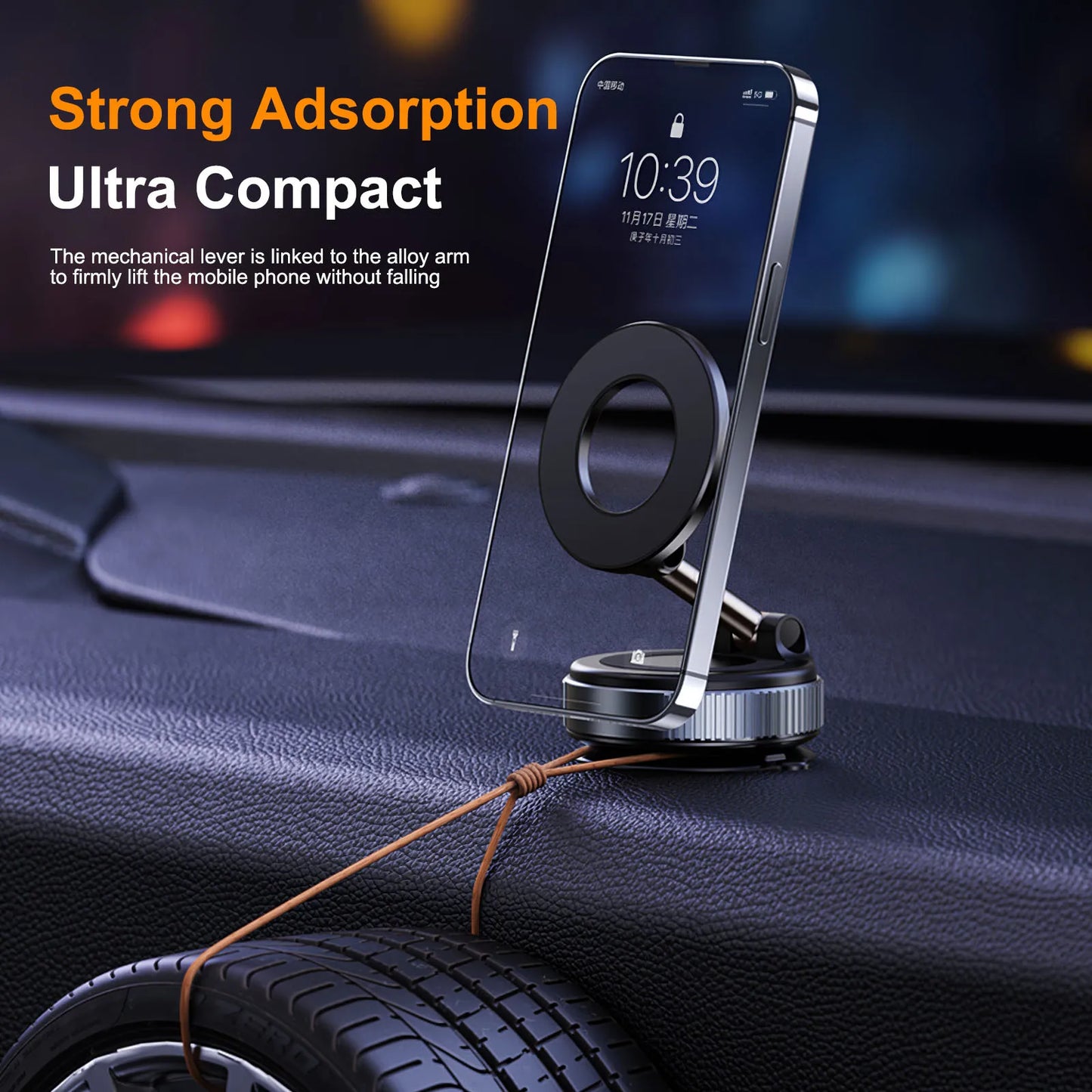 Magnetic Car Phone Holder Stand Foldable Vacuum Magnetic Holder Strong Suction Iphone Stand
