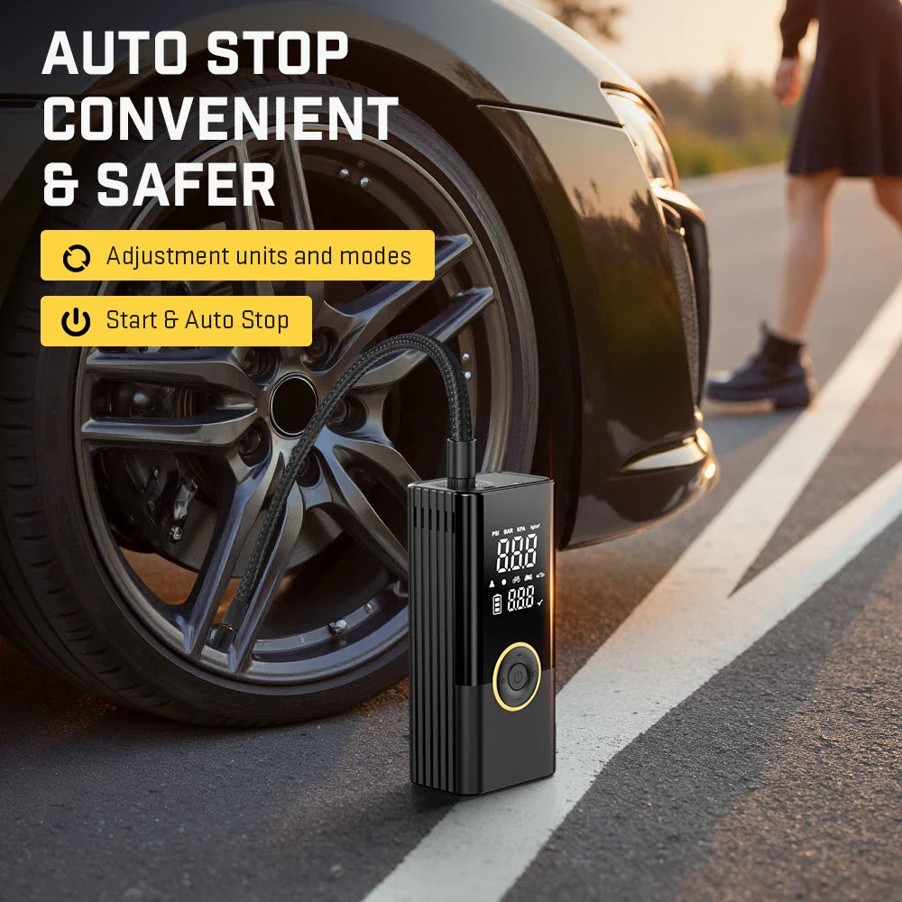 22-Cylinder Wireless Inflator: High Power, Digital Display, Rapid Inflation for Cars & Motorcycles.