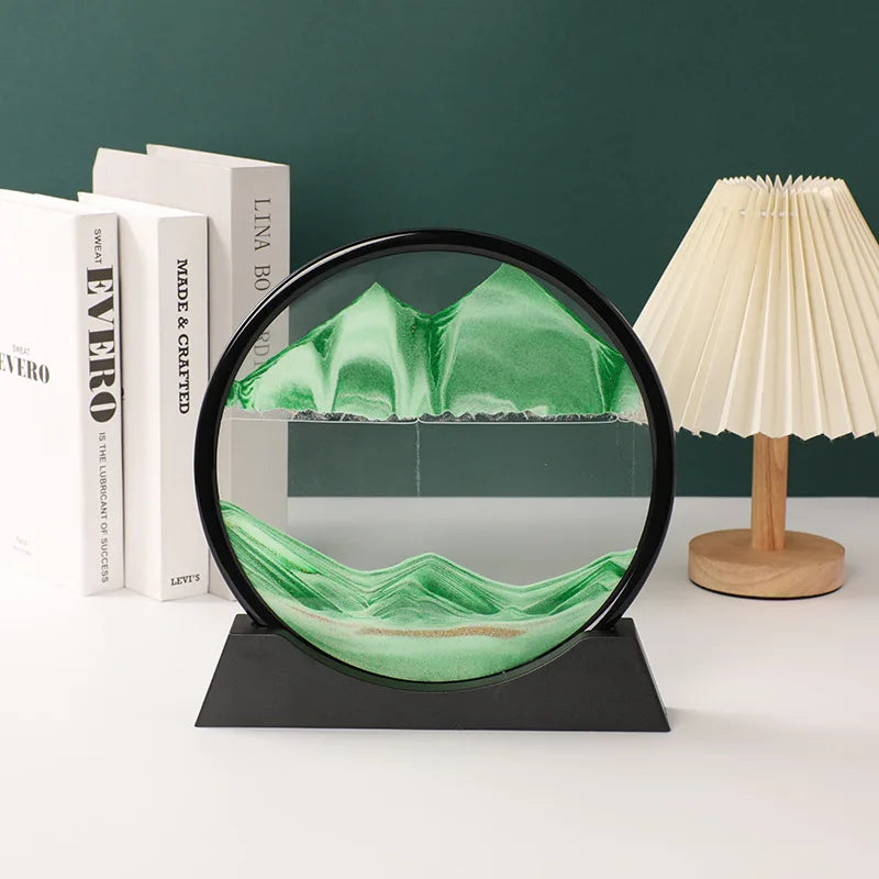 Sandscape Moving Sand Art Frame Quicksand 3D Dynamic Liquid Hourglass Kinetic Sand Painting Flowing Sand Office Home Decor Gifts