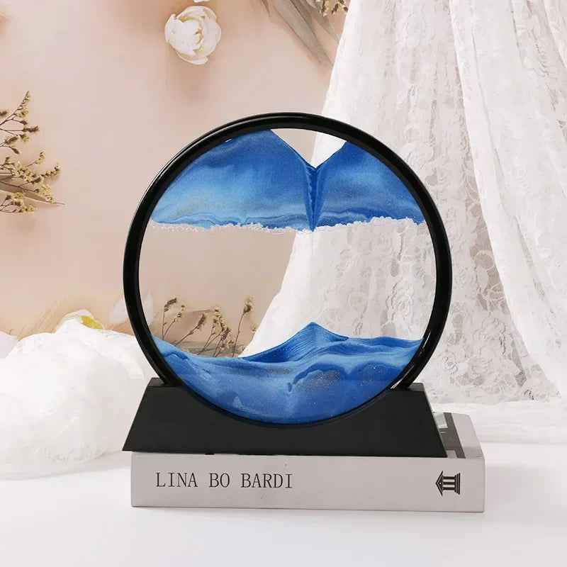 Sandscape Moving Sand Art Frame Quicksand 3D Dynamic Liquid Hourglass Kinetic Sand Painting Flowing Sand Office Home Decor Gifts