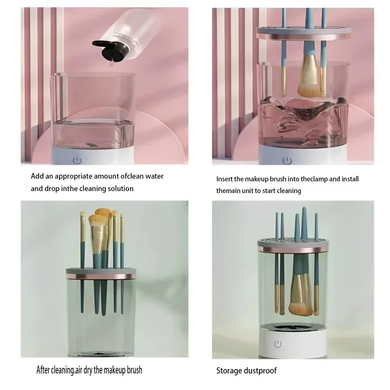USB Plug Portable Electric Makeup Brush Cleaner with Rubber Makeup Machine Electric USB Quick Cleaner Cleaning Brush Collar Brus